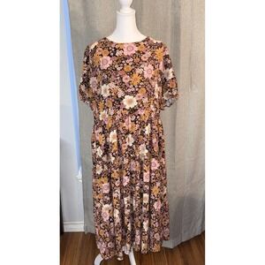 Modcloth X Princess Highway Floral Midi Dress Women's Size 20 Plus Prairie Retro